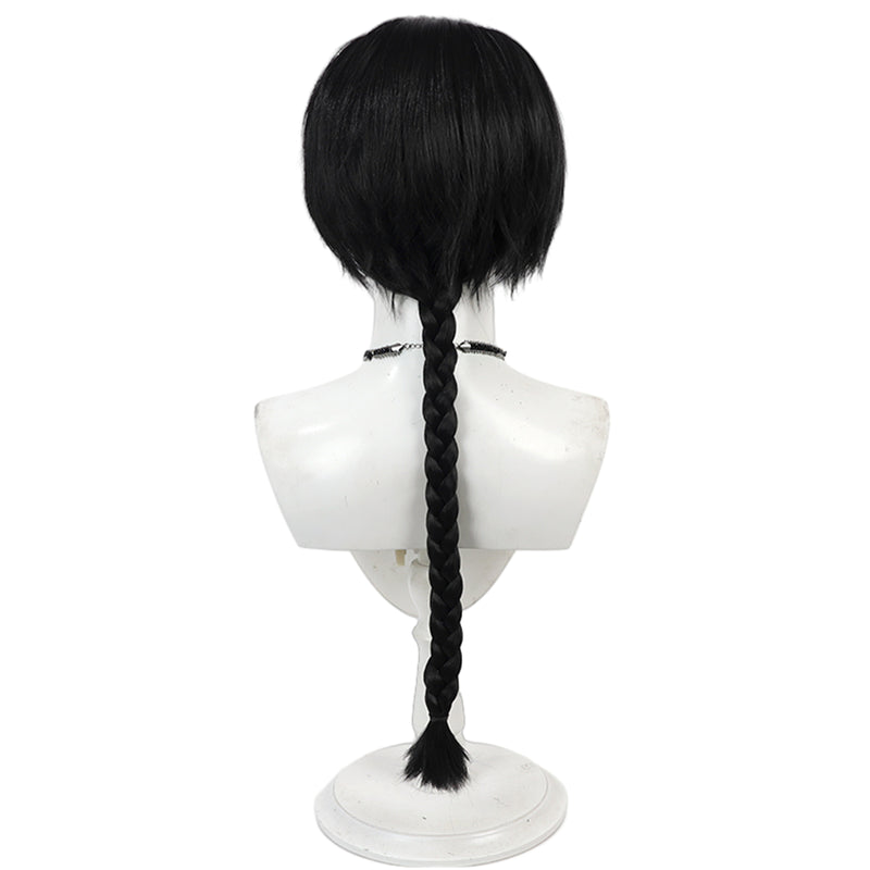 Adult Ranma Cosplay Wig 60 cm Black Dough-twist Pigtail