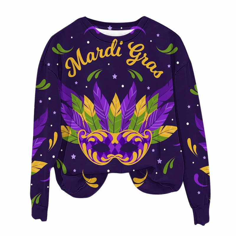 Adult Sweatshirts Round Neck Feather Printing Pullover Carnival Party Top