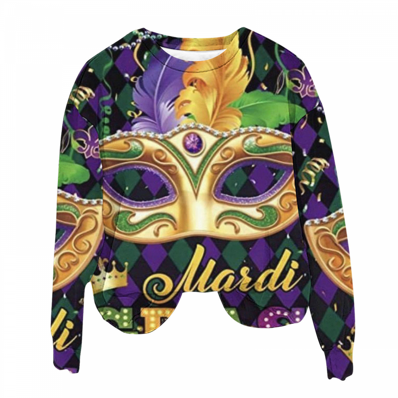 Adult Sweatshirts Round Neck Feather Printing Pullover Carnival Party Top