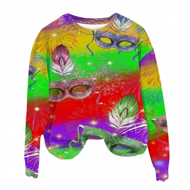 Adult Sweatshirts Round Neck Feather Printing Pullover Carnival Party Top