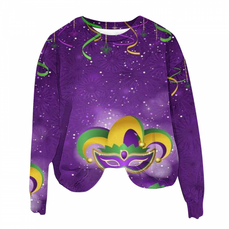 Adult Sweatshirts Round Neck Feather Printing Pullover Carnival Party Top