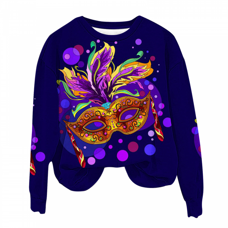 Adult Sweatshirts Round Neck Feather Printing Pullover Carnival Party Top