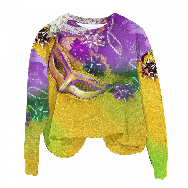 Adult Sweatshirts Round Neck Feather Printing Pullover Carnival Party Top