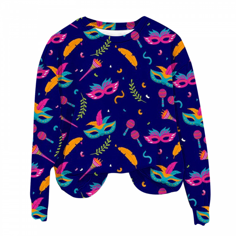 Adult Sweatshirts Round Neck Feather Printing Pullover Carnival Party Top