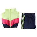 Adult Unisex 80s Retro Hip Hop Disco Navy Blue Tracksuit Colorblock Outfits - AwwwCos