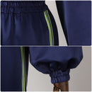 Adult Unisex 80s Retro Hip Hop Disco Navy Blue Tracksuit Colorblock Outfits - AwwwCos