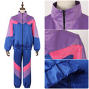 Adult Unisex 80s Retro Hip Hop Disco Royal Blue Tracksuit Colorblock Outfits - AwwwCos