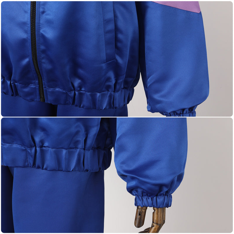 Adult Unisex 80s Retro Hip Hop Disco Royal Blue Tracksuit Colorblock Outfits - AwwwCos