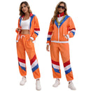 Adult Unisex 80s Retro Hip Hop Disco Tracksuit Orange Colorblock Jacket Pants - AwwwCos