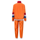 Adult Unisex 80s Retro Hip Hop Disco Tracksuit Orange Colorblock Jacket Pants - AwwwCos