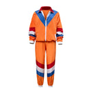 Adult Unisex 80s Retro Hip Hop Disco Tracksuit Orange Colorblock Jacket Pants - AwwwCos