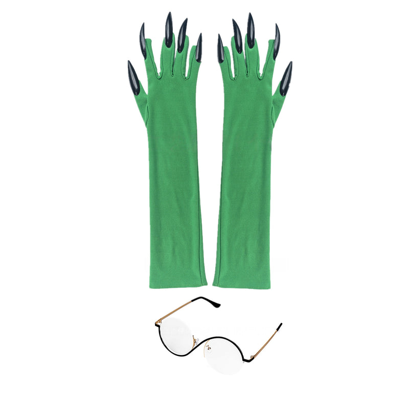 Adult Wicked Elphaba Cosplay Accessory Glasses Green Gloves with Nails - AwwwCos