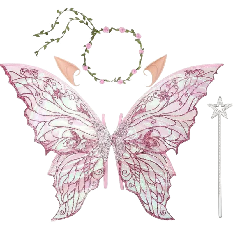 Adult Women 31.5"x18.9" Butterfly Cosplay Fairy Wings Ears Flower Garlands - AwwwCos