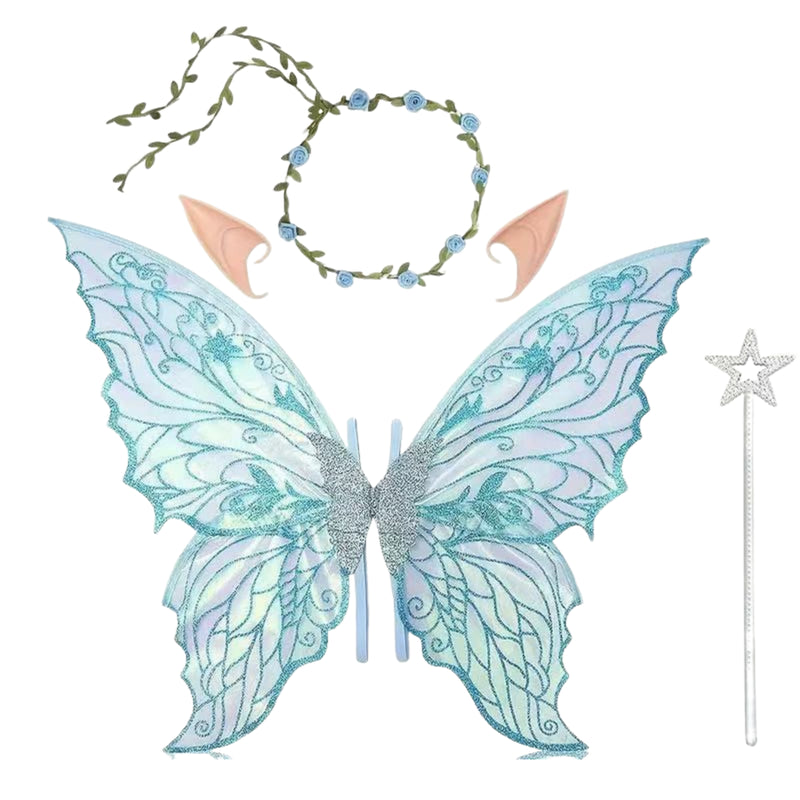 Adult Women 31.5"x18.9" Butterfly Cosplay Fairy Wings Ears Flower Garlands - AwwwCos