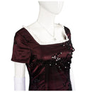 Adult Women Movie Titanic Rose Cosplay Costume Burgundy Red Dress - AwwwCos