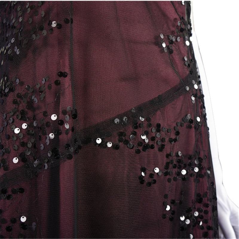 Adult Women Movie Titanic Rose Cosplay Costume Burgundy Red Dress