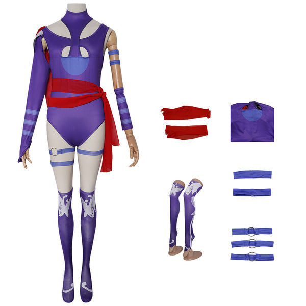 Adult Women Rivals Psylocke Cosplay Costume Purple Jumpsuit