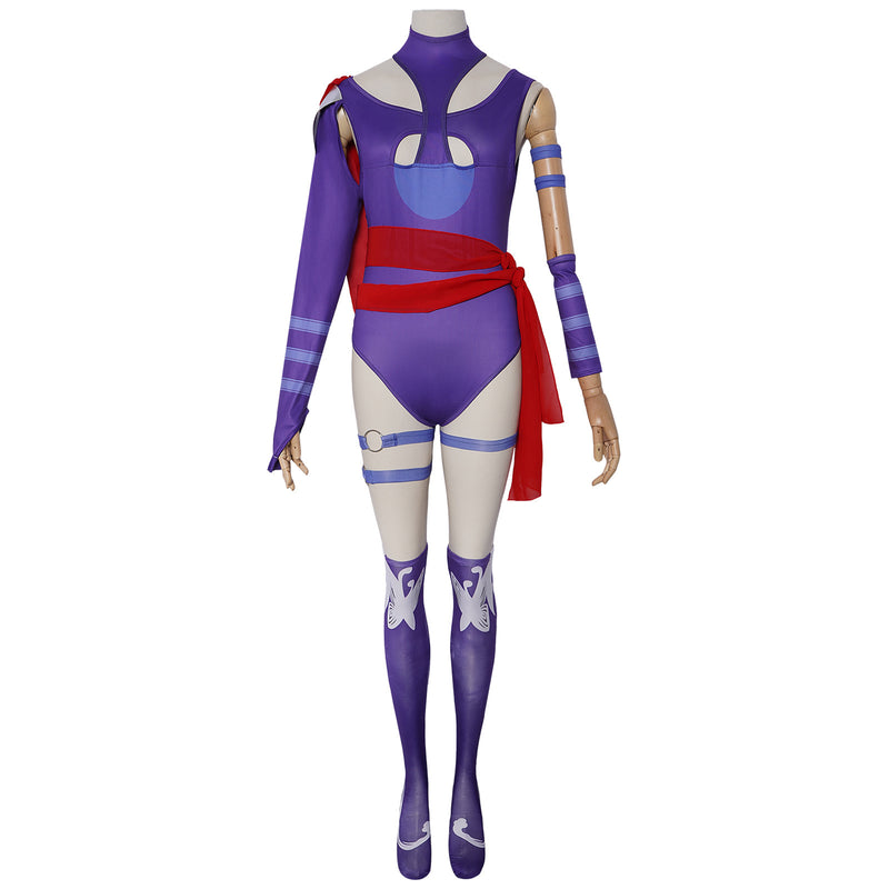 Adult Women Rivals Psylocke Cosplay Costume Purple Jumpsuit