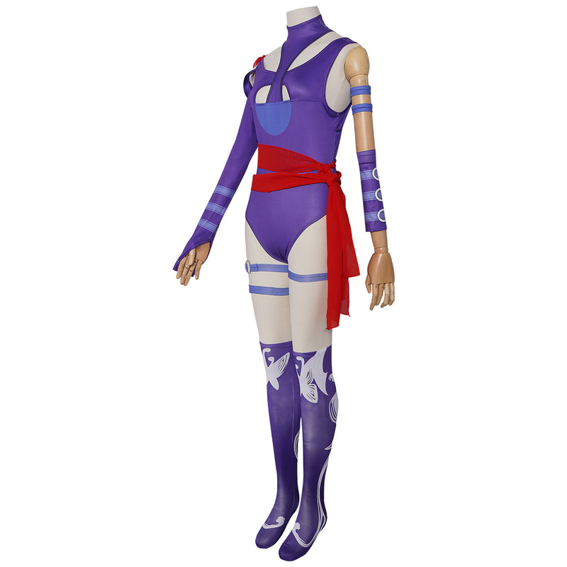 Adult Women Rivals Psylocke Cosplay Costume Purple Jumpsuit