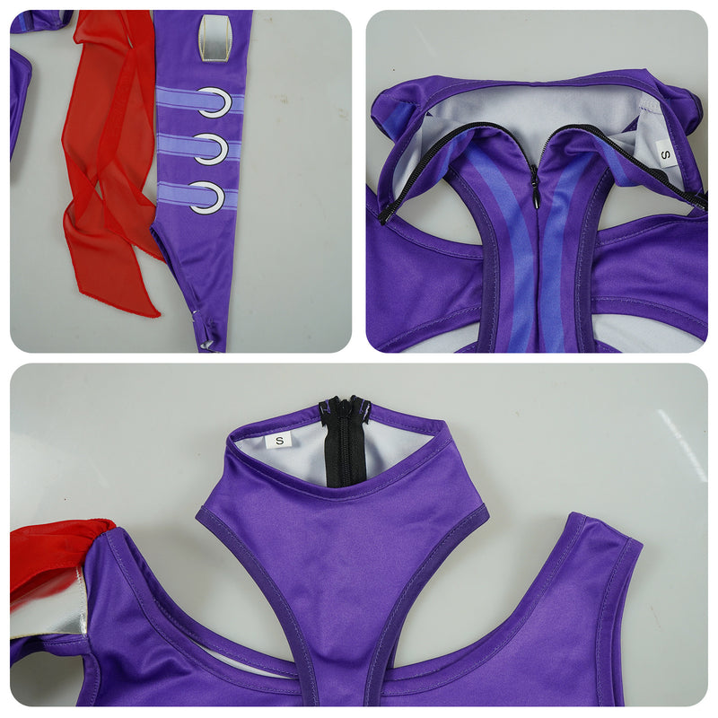 Adult Women Rivals Psylocke Cosplay Costume Purple Jumpsuit