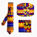 African Kente Batik Print 3 Piece Set Tie Bow-Tie Kufi Hat Ankara Batik - AwwwCos