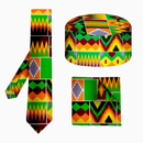 African Kente Batik Print 3 Piece Set Tie Bow-Tie Kufi Hat Ankara Batik - AwwwCos