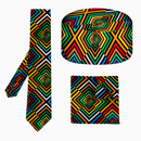 African Kente Batik Print 3 Piece Set Tie Bow-Tie Kufi Hat Ankara Batik - AwwwCos
