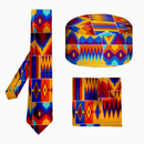 African Kente Batik Print 3 Piece Set Tie Bow-Tie Kufi Hat Ankara Batik - AwwwCos