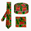 African Kente Batik Print 3 Piece Set Tie Bow-Tie Kufi Hat Ankara Batik - AwwwCos