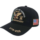 American US 250th Anniversary Hat 1776-2026 Patriotic Eagle Adjustable Cotton Cap