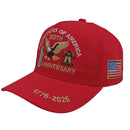 American US 250th Anniversary Hat 1776-2026 Patriotic Eagle Adjustable Cotton Cap