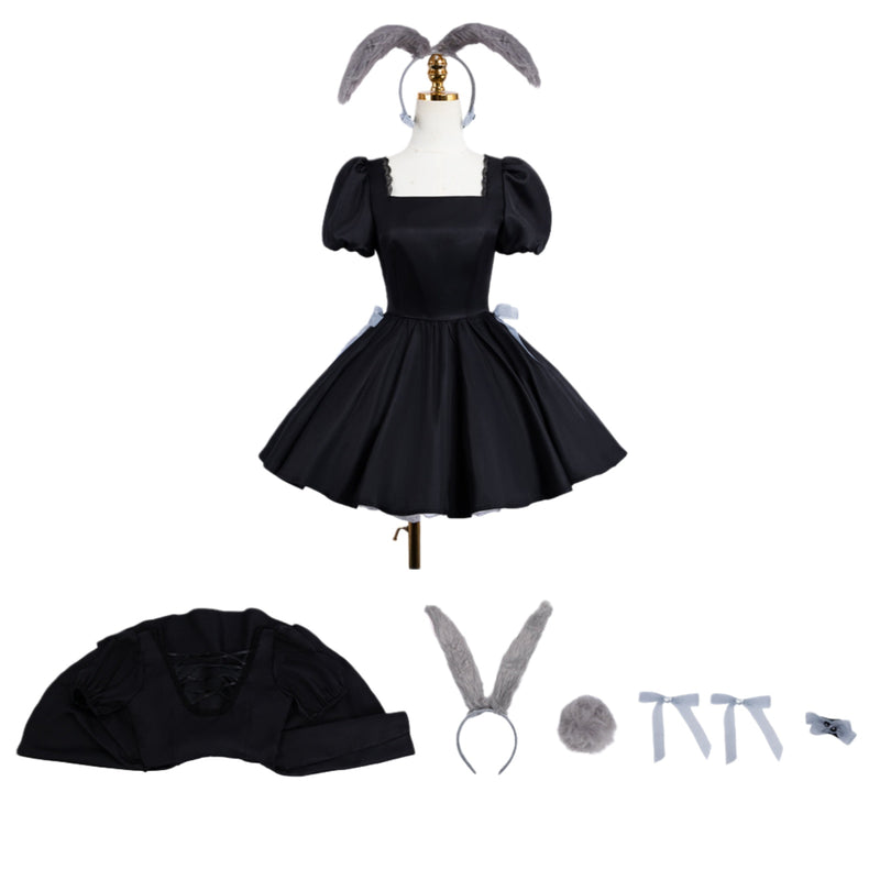 Anime Alien Stage Sua Cosplay Costume Black Square Neckline Dress Headband - AwwwCos