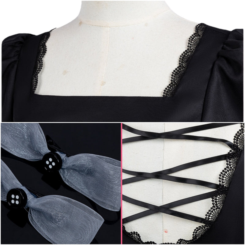 Anime Alien Stage Sua Cosplay Costume Black Square Neckline Dress Headband - AwwwCos