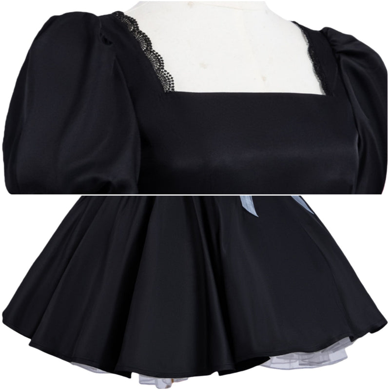 Anime Alien Stage Sua Cosplay Costume Black Square Neckline Dress Headband - AwwwCos