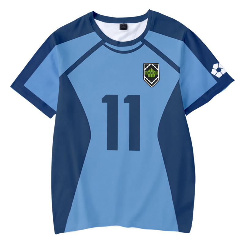 Anime Blue Lock Cosplay Costume Digital Printing Simple Casual Short Sleeve T-Shirt - AwwwCos