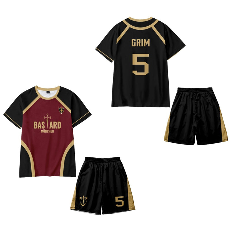 Anime Blue Lock Munchen Yoichi Isagi Cosplay Burgundy Red Top Shorts - AwwwCos