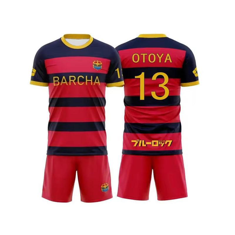 Anime Blue Lock Munchen Yoichi Isagi Cosplay Red Black Top Shorts - AwwwCos