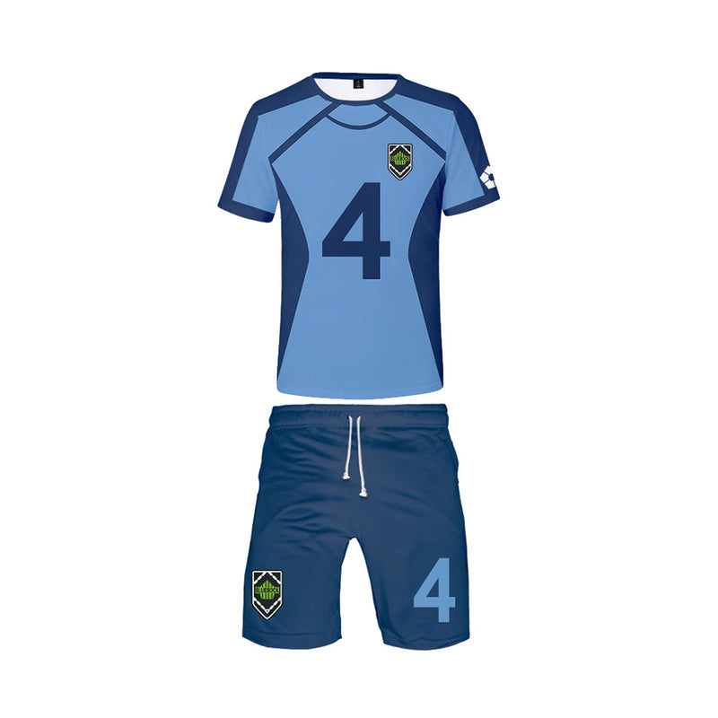 Anime Blue Lock Munchen Yoichi Isagi Cosplay Short Sleeved T-Shirt Shorts - AwwwCos