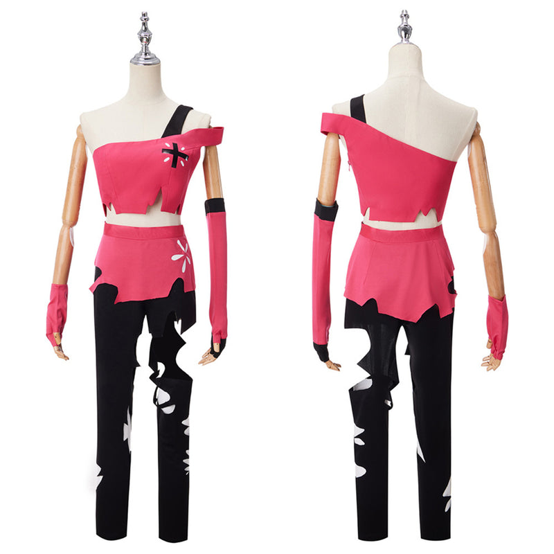 AwwwCos Anime Hazbin Hotel Cherri Bomb Costume Cutting Holes Suit Tops Shirt Pants Halloween Outfit Clothes Uniform