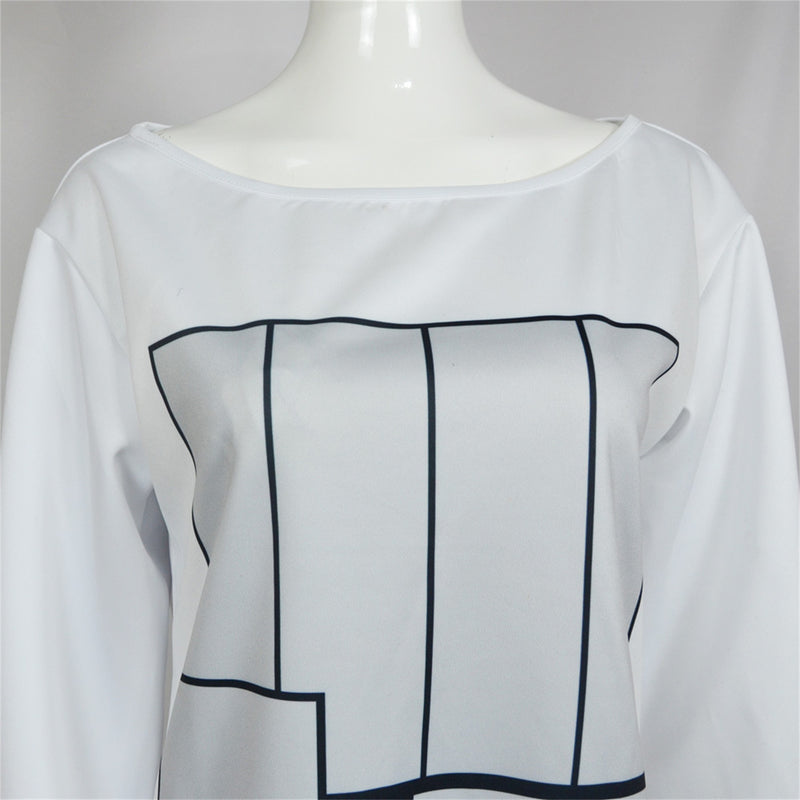 Anime Dandadan Momo Ayase Cosplay Costume white printed T-Shirt