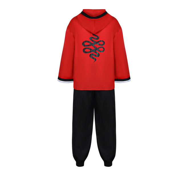 Anime Gokurakugai Aruma Cosplay Costume Men Red Top Black Knickerbockers
