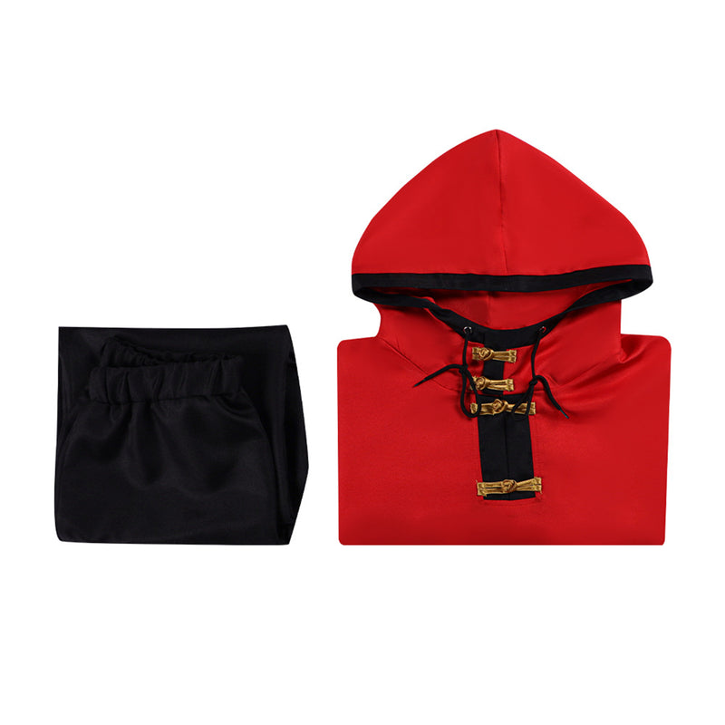 Anime Gokurakugai Aruma Cosplay Costume Men Red Top Black Knickerbockers