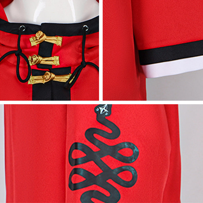 Anime Gokurakugai Aruma Cosplay Costume Men Red Top Black Knickerbockers
