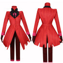 Anime Hazbin Hotel Alastor Cosplay Costume Red Suit Jacket Coat Shirt Pants Gloves