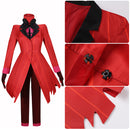 Anime Hazbin Hotel Alastor Cosplay Costume Red Suit Jacket Coat Shirt Pants Gloves