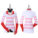Anime Hazbin Hotel Angel Dust Cosplay Costume Red Straps Suit Sweatshirt Tops Gloves