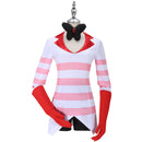 Anime Hazbin Hotel Angel Dust Cosplay Costume Red Straps Suit Sweatshirt Tops Gloves