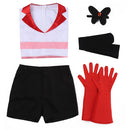 Anime Hazbin Hotel Angel Dust Cosplay Costume Red Straps Suit Sweatshirt Tops Gloves