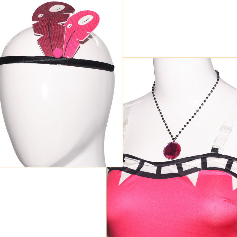 Anime Hazbin Hotel Mimzy Cosplay Costume Women Red Strapless Dress - AwwwCos