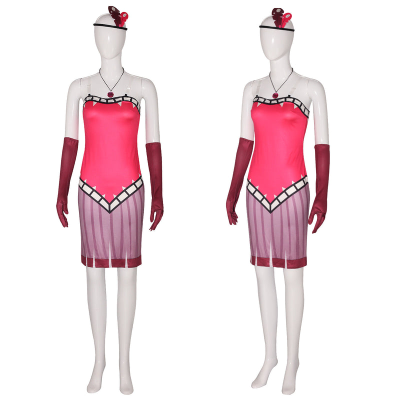 Anime Hazbin Hotel Mimzy Cosplay Costume Women Red Strapless Dress - AwwwCos
